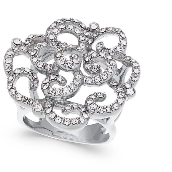 INC International Concepts Jewelry - INC Exquisite Rhinestone Silver Tone Ring NWT